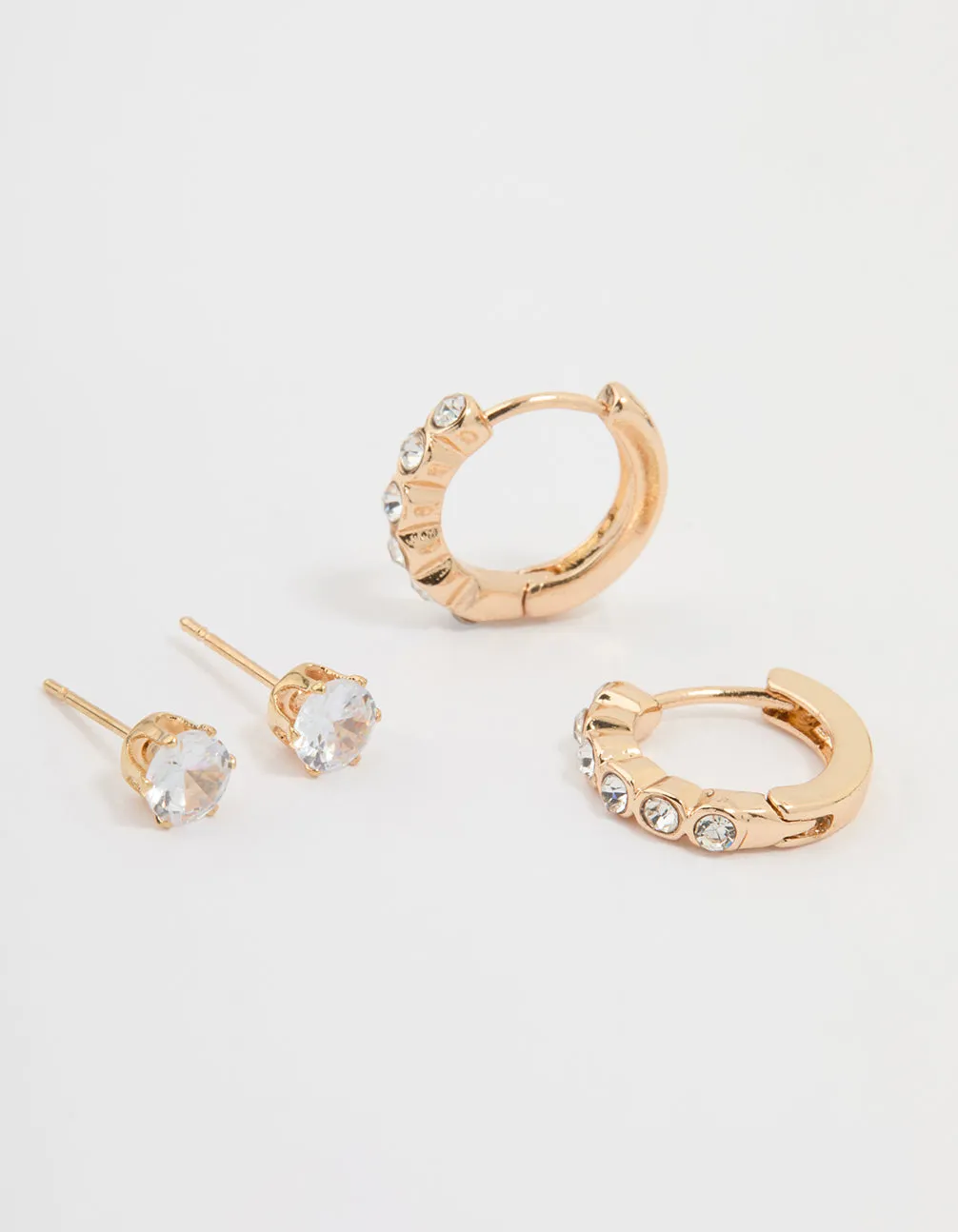 Gold Diamante Hoop & Classic Stud Earrings 2-Pack sold by lovisa