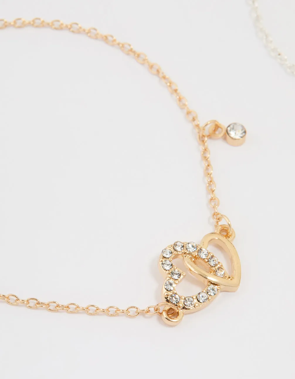 Mixed Metal Diamante Heart Link Bracelets 2-Pack sold by lovisa product image thumbnail 2