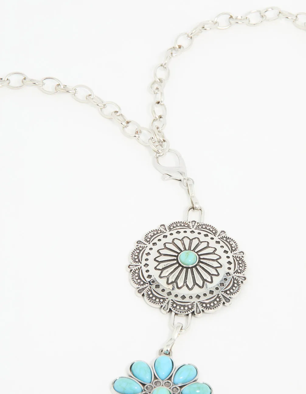 Silver & Turquoise Stone Boho Flower Ornate Belt sold by lovisa product image thumbnail 3