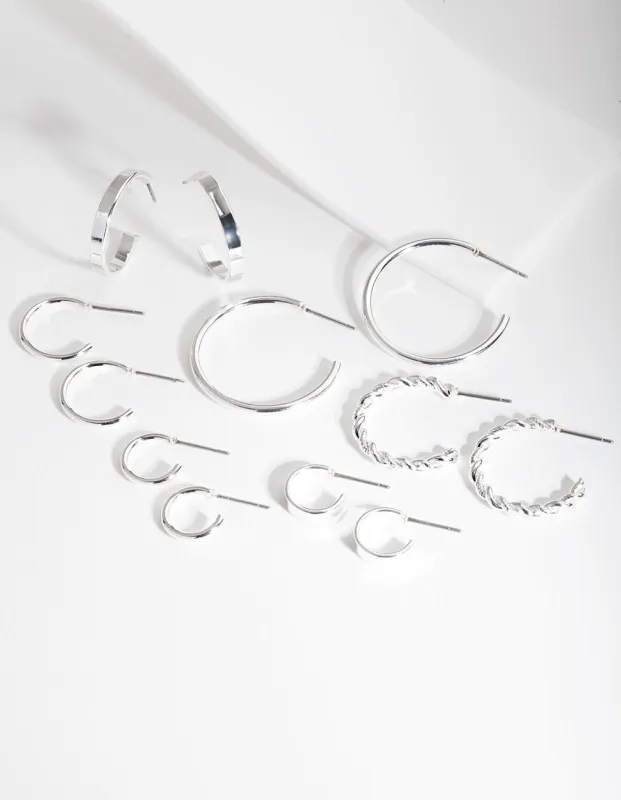 Silver Sleeper Hoop Earring 6-Pack sold by lovisa