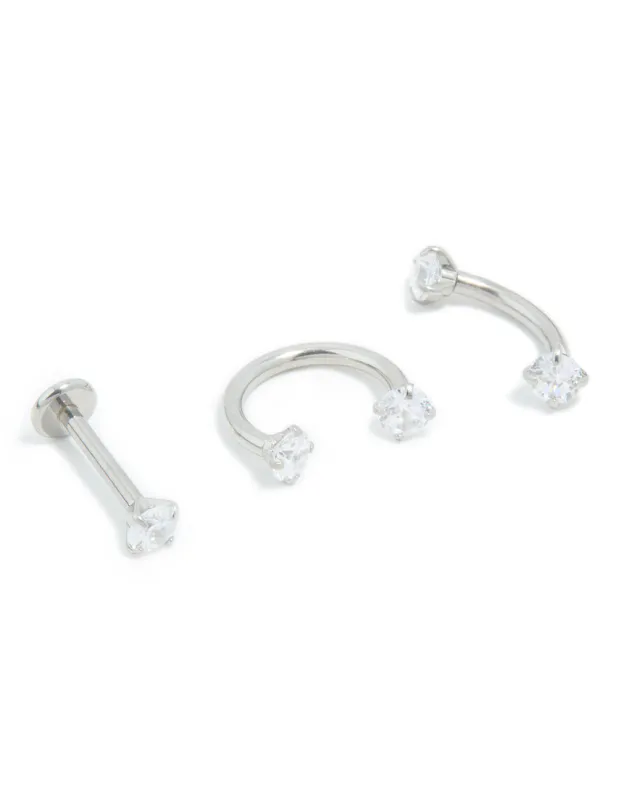 Surgical Steel Cubic Zirconia Ear & Body Jewellery 3-Pack sold by lovisa