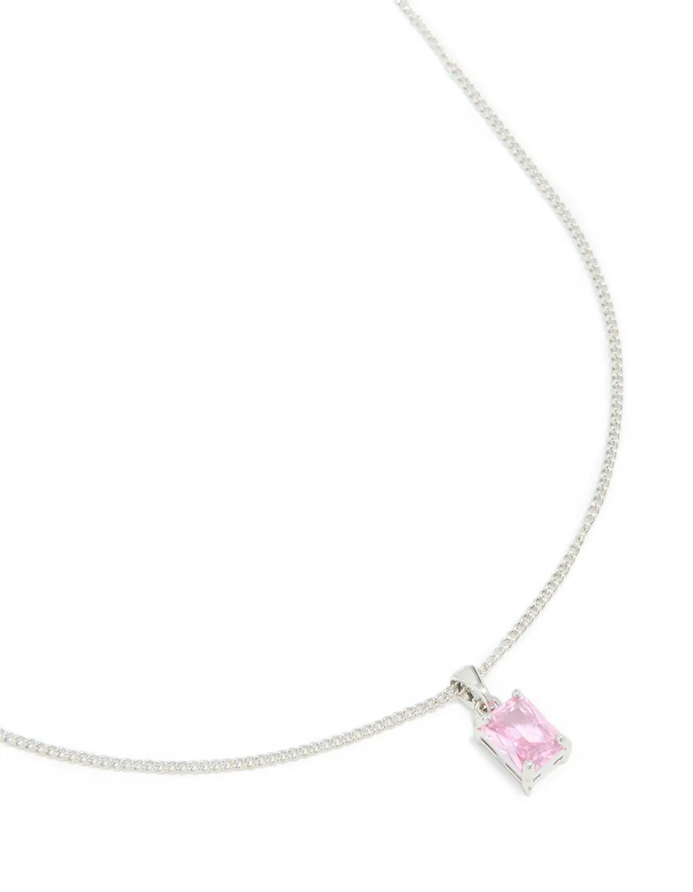 Silver Pink Cubic Zirconia Pendant Necklace sold by lovisa