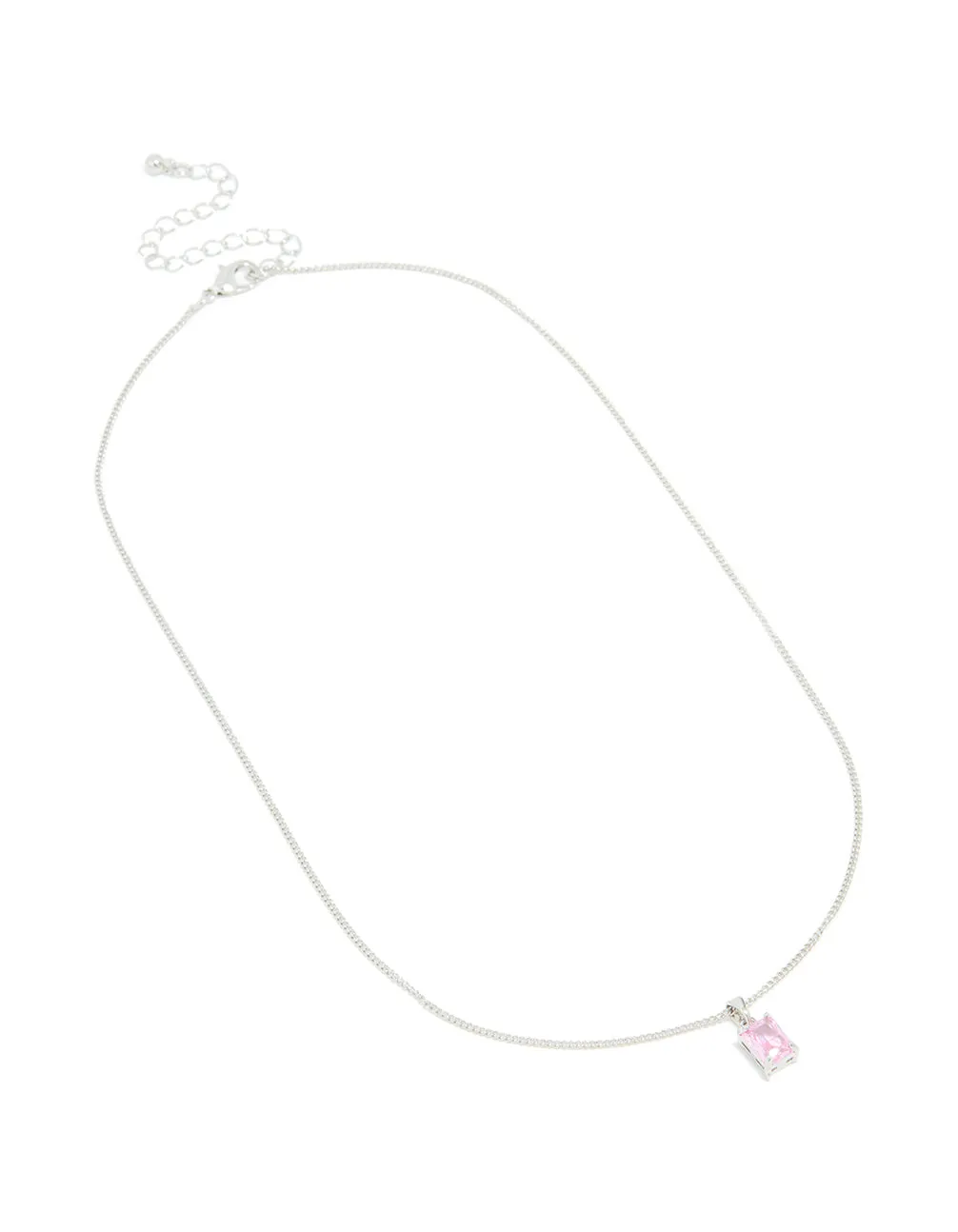 Silver Pink Cubic Zirconia Pendant Necklace sold by lovisa product image thumbnail 2