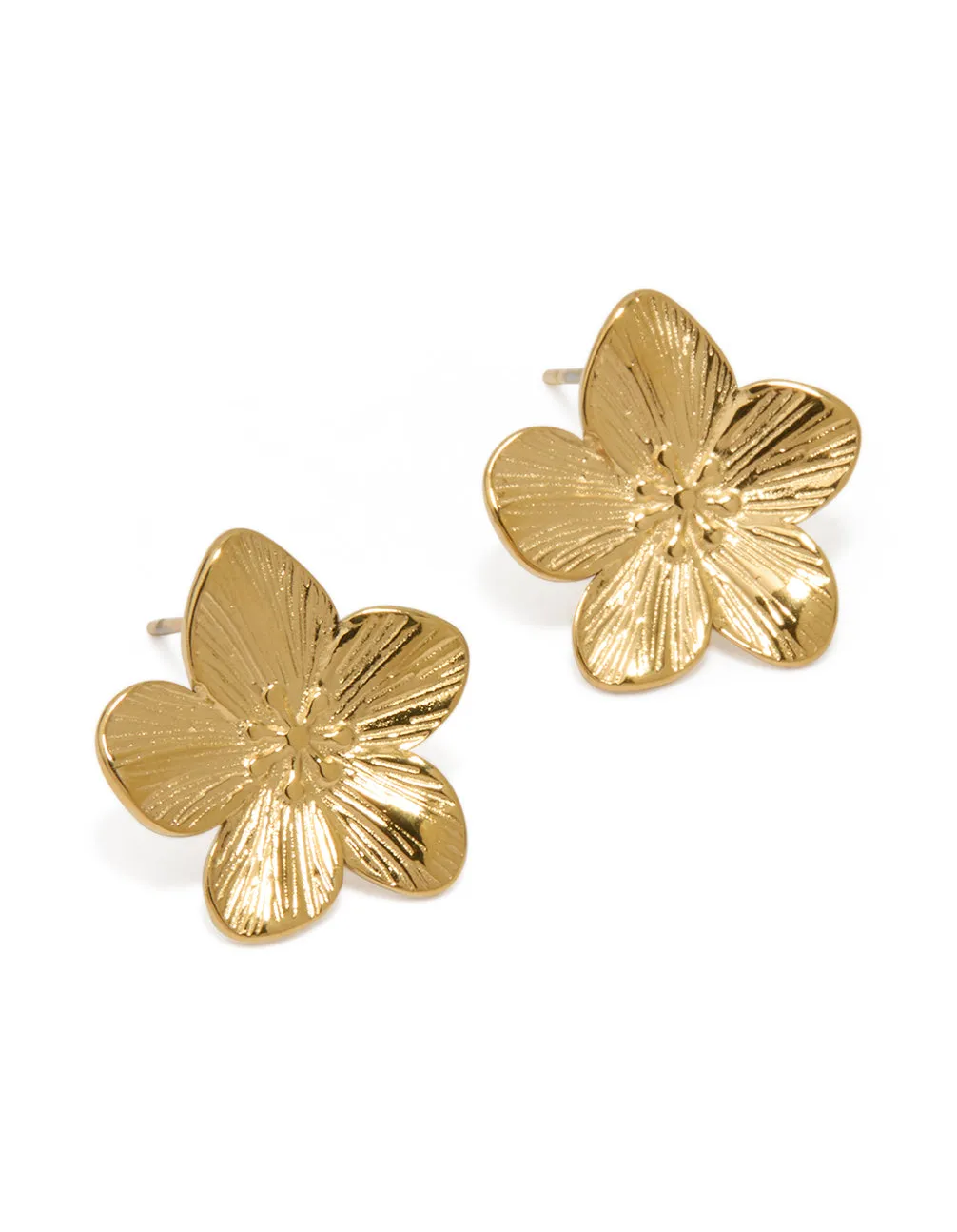 Waterproof Gold Plated Stainless Steel Flower Stud Earrings sold by lovisa