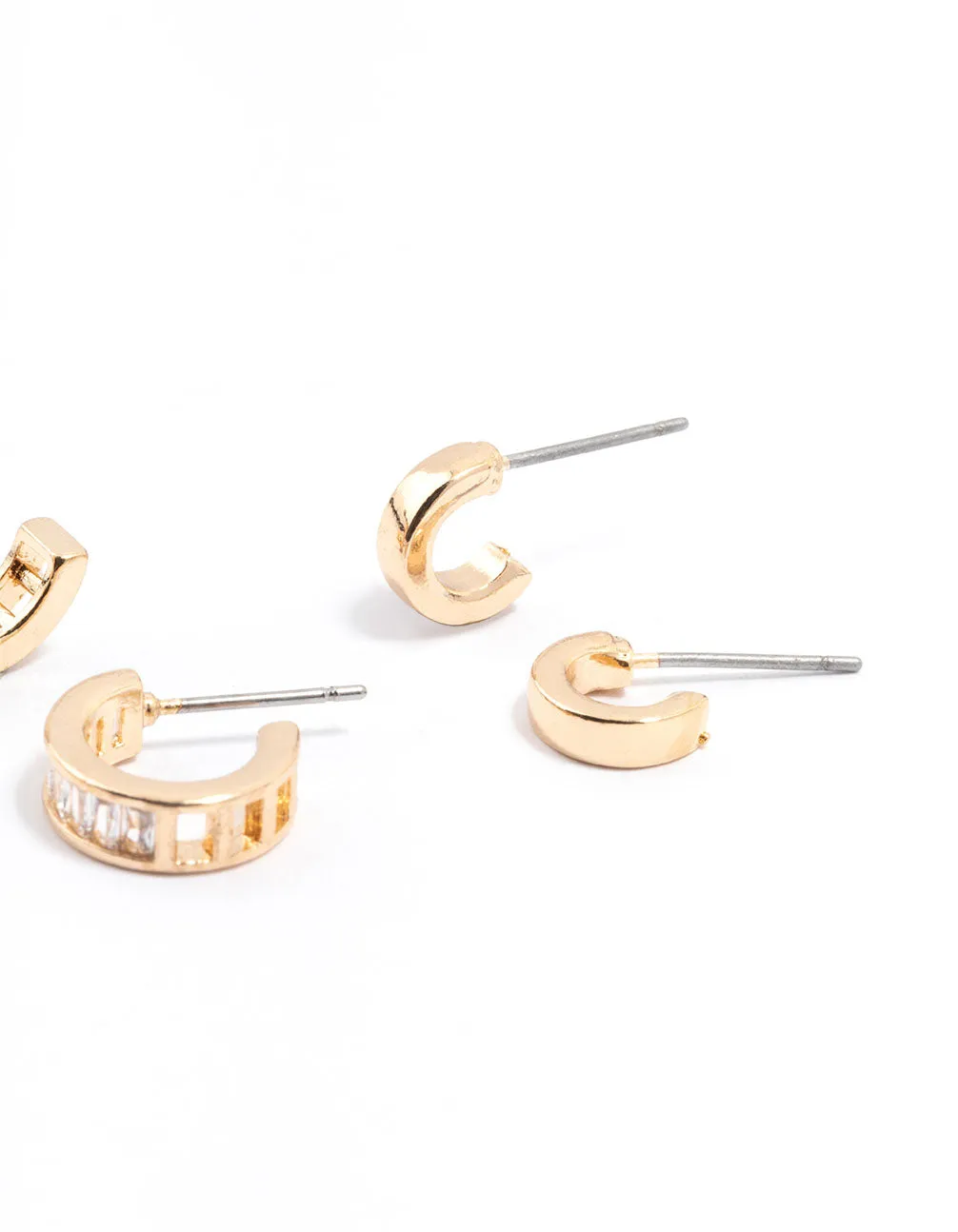 Gold Cubic Zirconia Grad Hoop Earrings 3-Pack sold by lovisa product image thumbnail 3