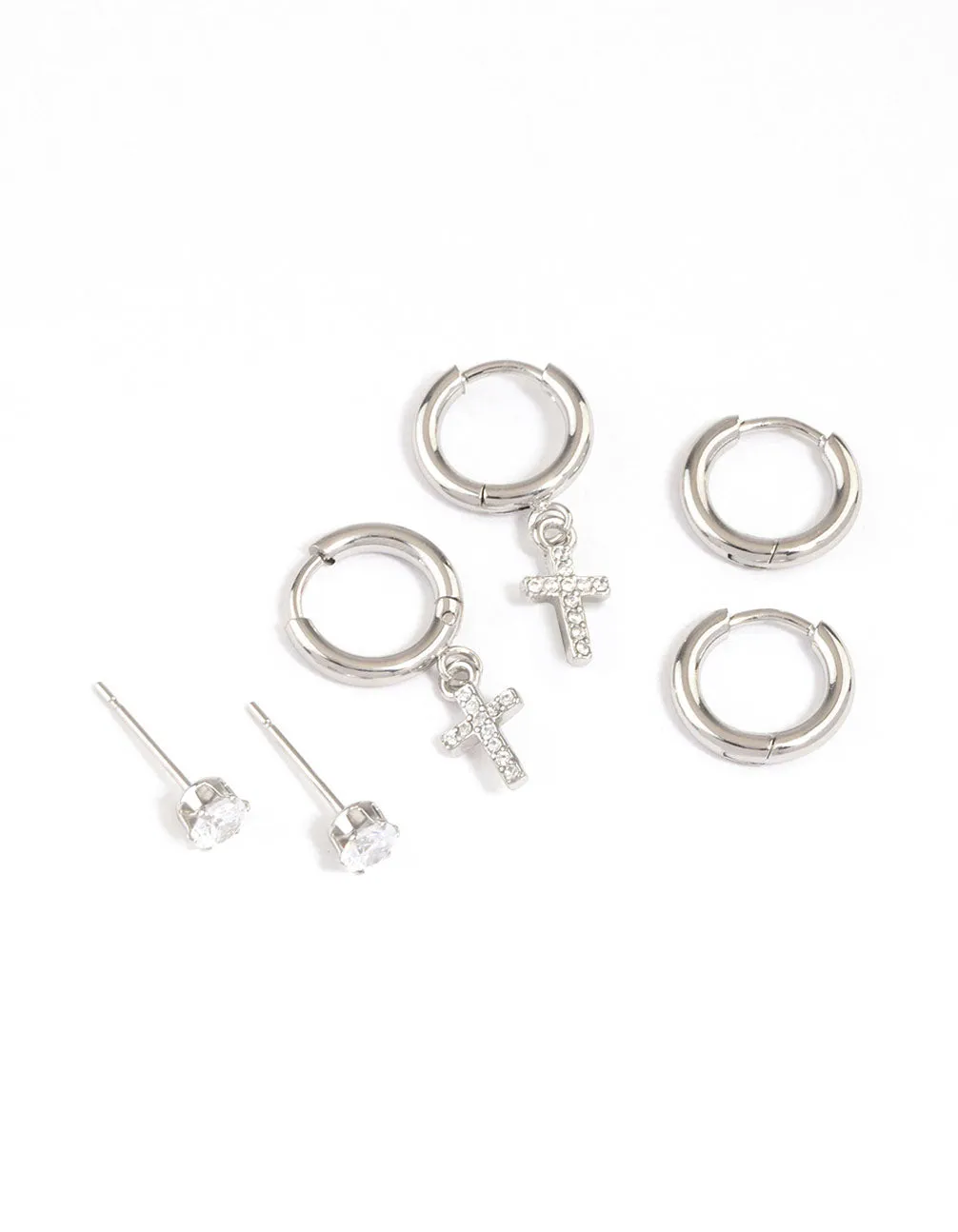 Surgical Steel Small Cross Huggie Earrings Pack sold by lovisa