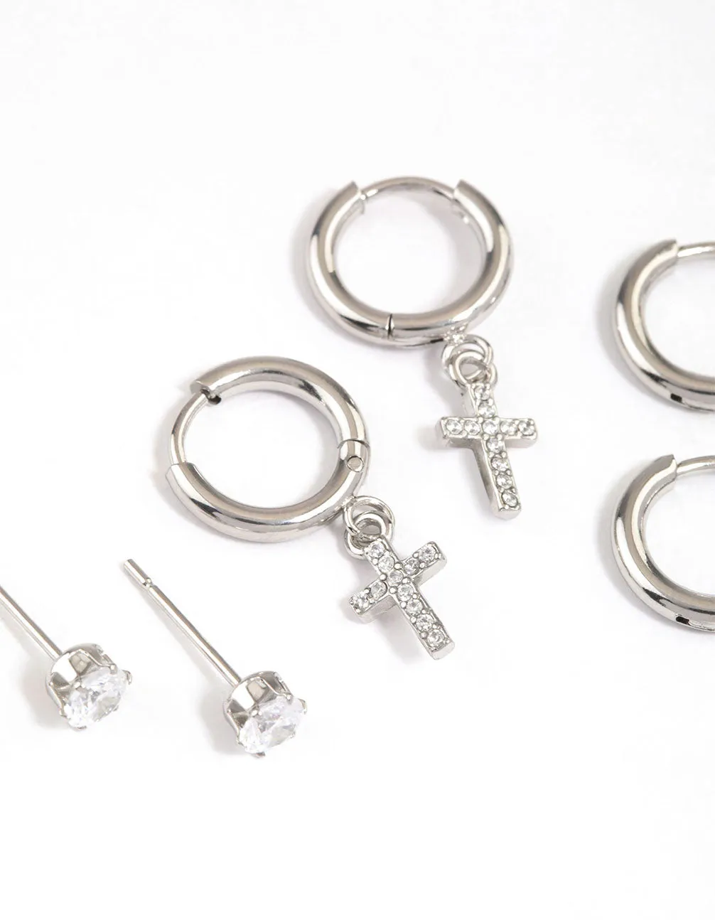 Surgical Steel Small Cross Huggie Earrings Pack sold by lovisa product image thumbnail 2