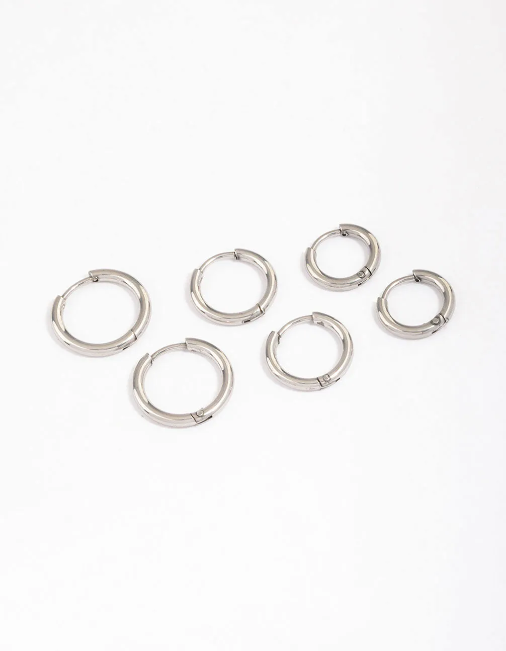 Surgical Steel Thin Classic Hoop Earrings Pack sold by lovisa