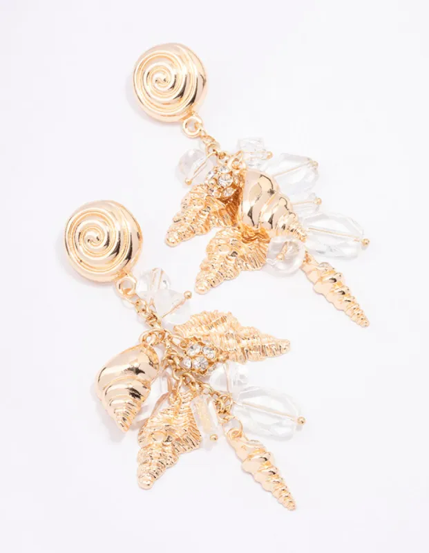 Gold Multi Charm Drop Earrings sold by lovisa