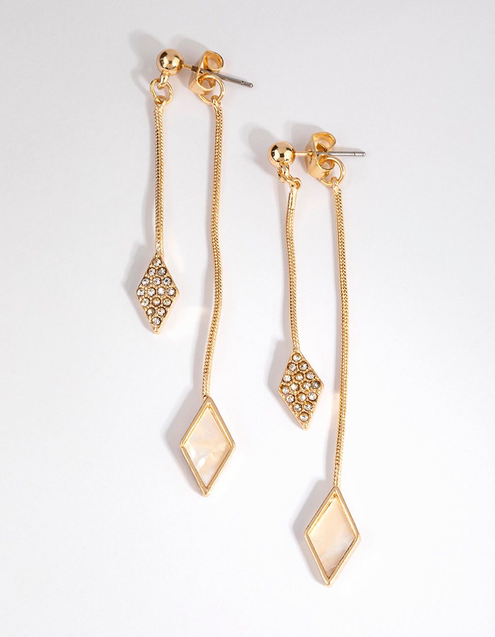 Gold Front & Back Diamante Earrings sold by lovisa