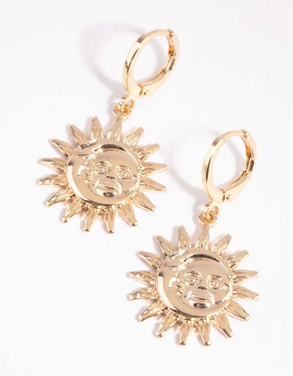 Gold Celestial Sun Drop Huggie Earrings sold by lovisa