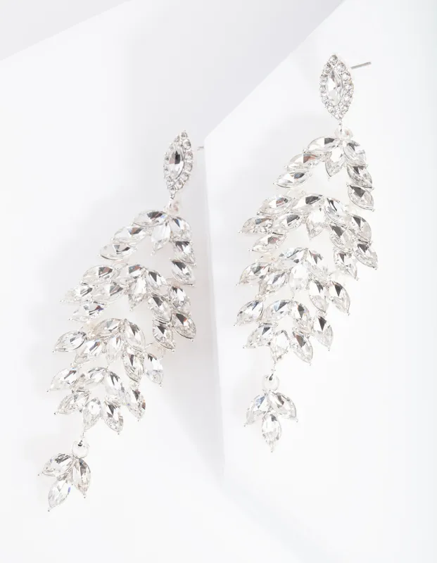 Silver Navette Stone Drop Earrings sold by lovisa