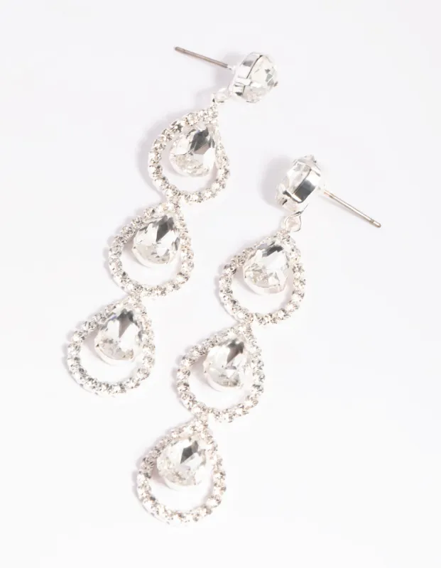 Silver Halo Drop Earrings sold by lovisa
