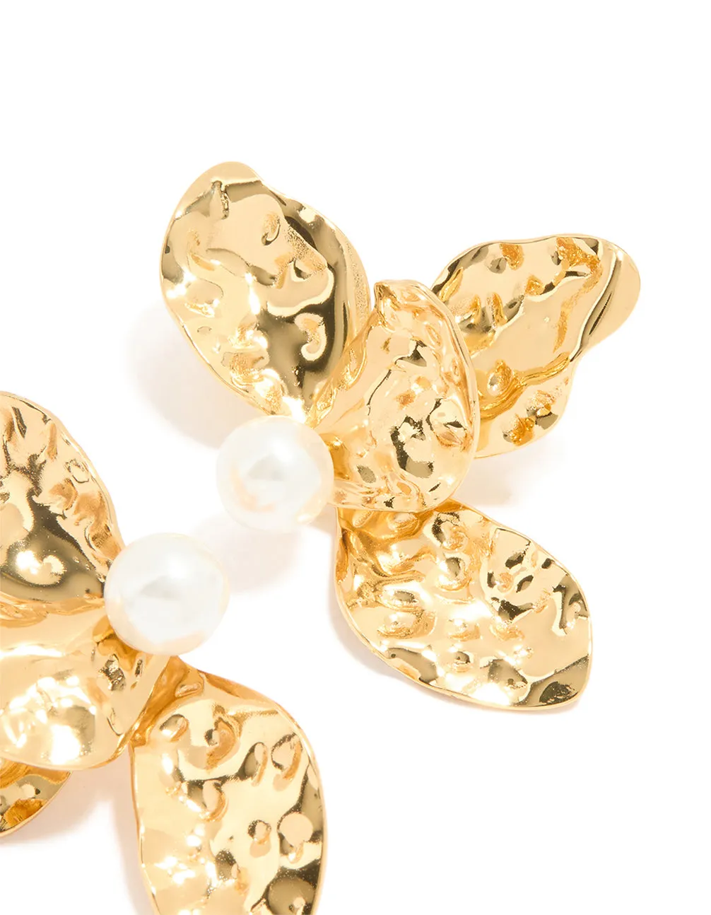 Waterproof Gold Plated Stainless Steel Large Flower Pearl Stud Earrings sold by lovisa product image thumbnail 3