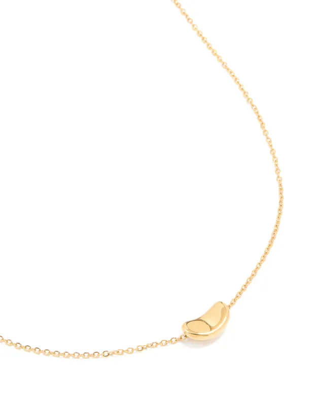 Waterproof Gold Plated Stainless Steel Small Bean Pendant Necklace sold by lovisa