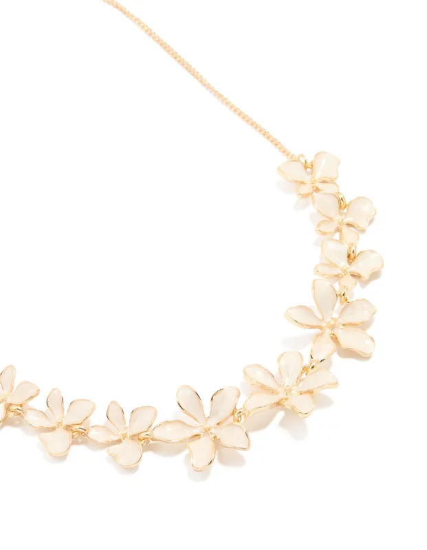 Gold Enamel Flower Necklace sold by lovisa