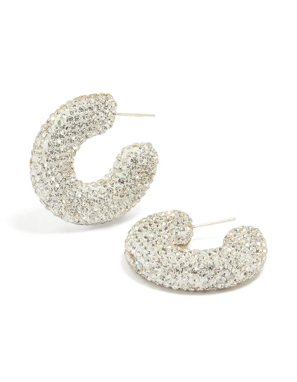 Silver Diamante Detail Chunky Hoop Earrings sold by lovisa