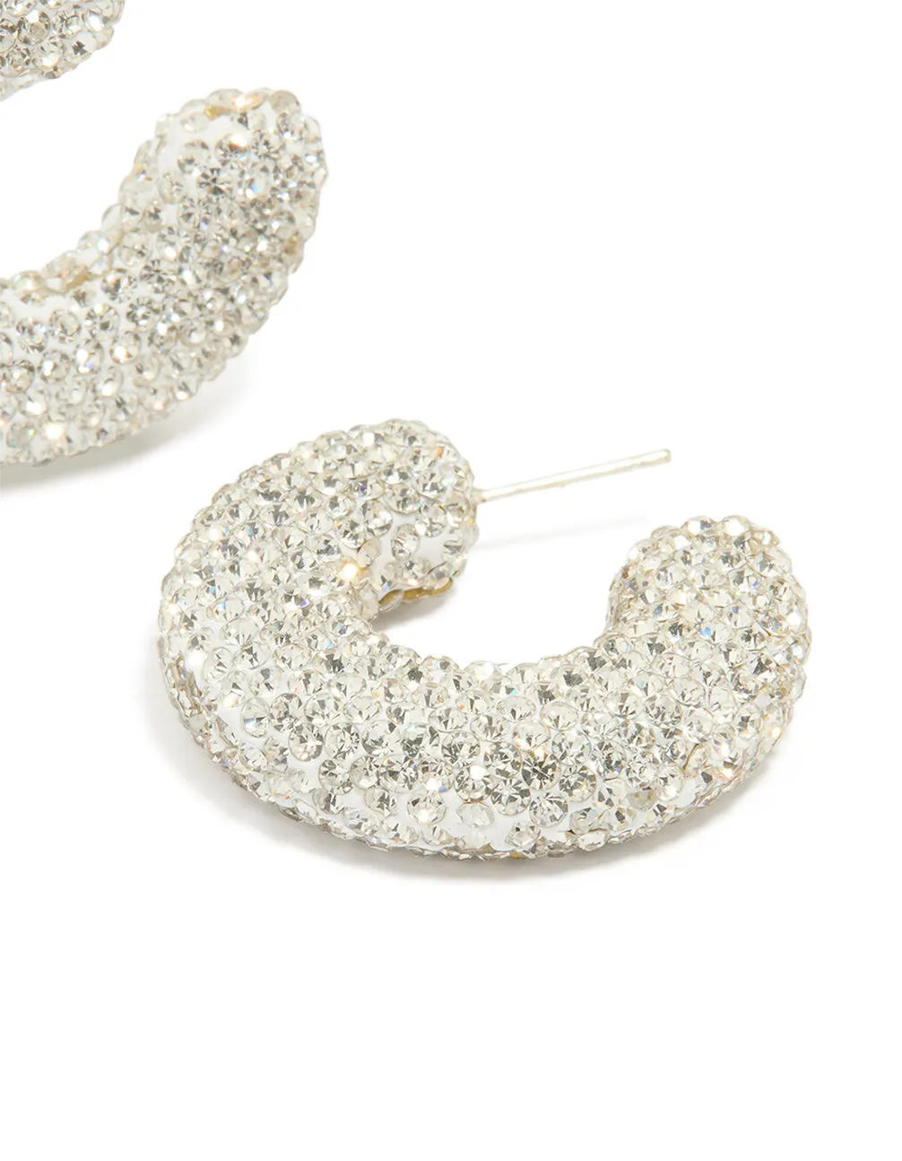 Silver Diamante Detail Chunky Hoop Earrings sold by lovisa product image thumbnail 3