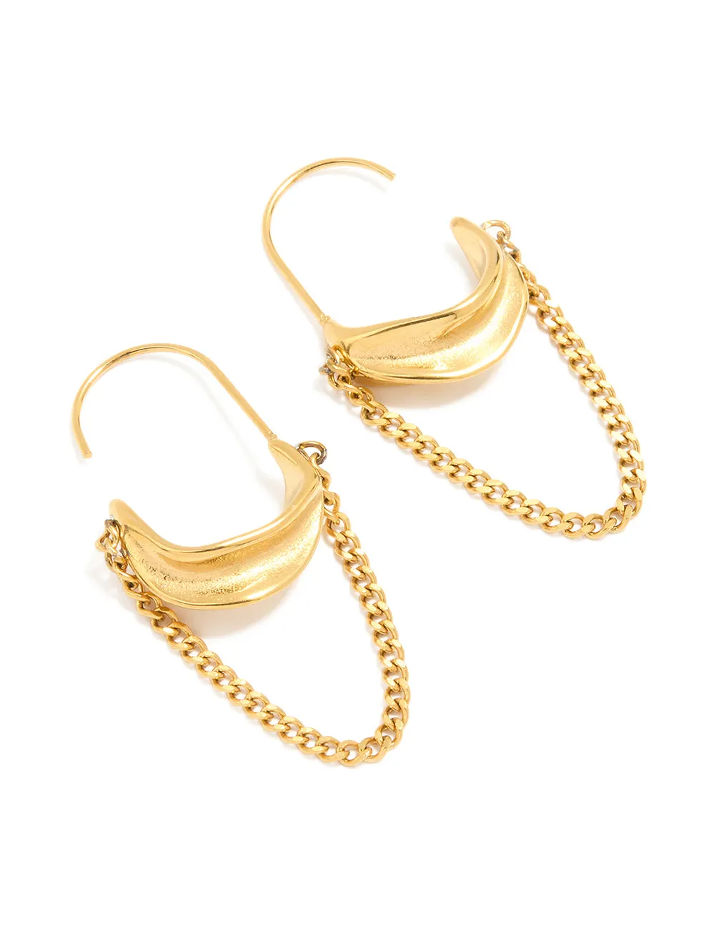 Waterproof Gold Plated Stainless Steel Chain Hoop Earrings sold by lovisa