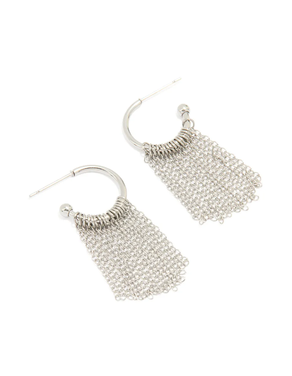 Waterproof Stainless Steel Tassel Hoop Earrings sold by lovisa