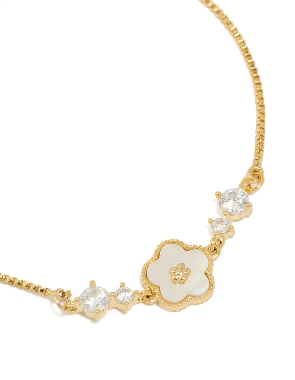 Gold Plated Cubic Zirconia Flower Inlay Toggle Bracelet sold by lovisa product image thumbnail 2