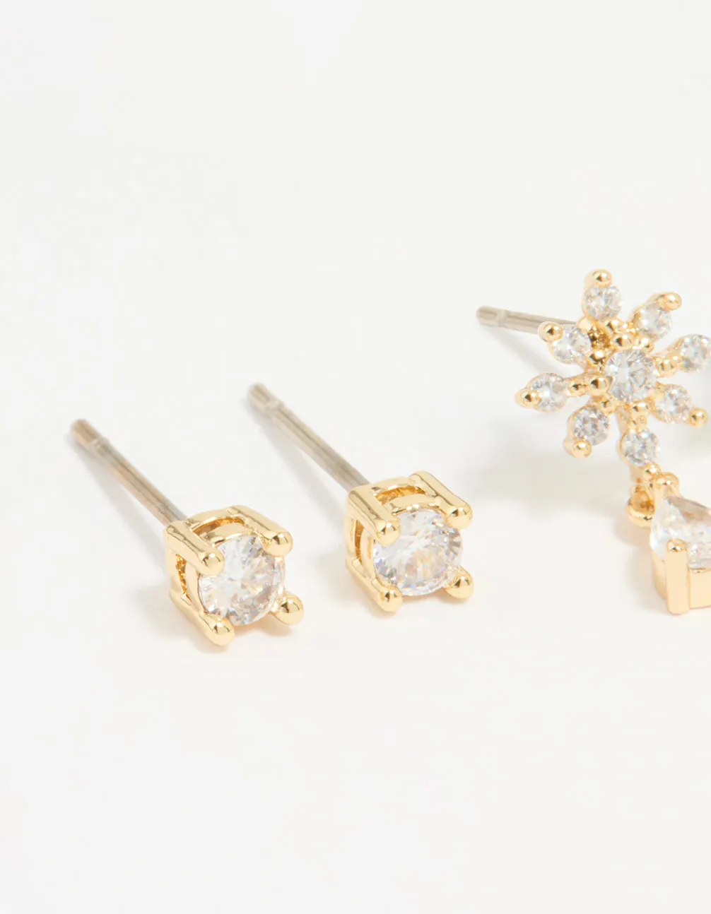 Gold Plated Cubic Zirconia Classic & Flower Teardrop Earrings 2-Pack sold by lovisa product image thumbnail 2