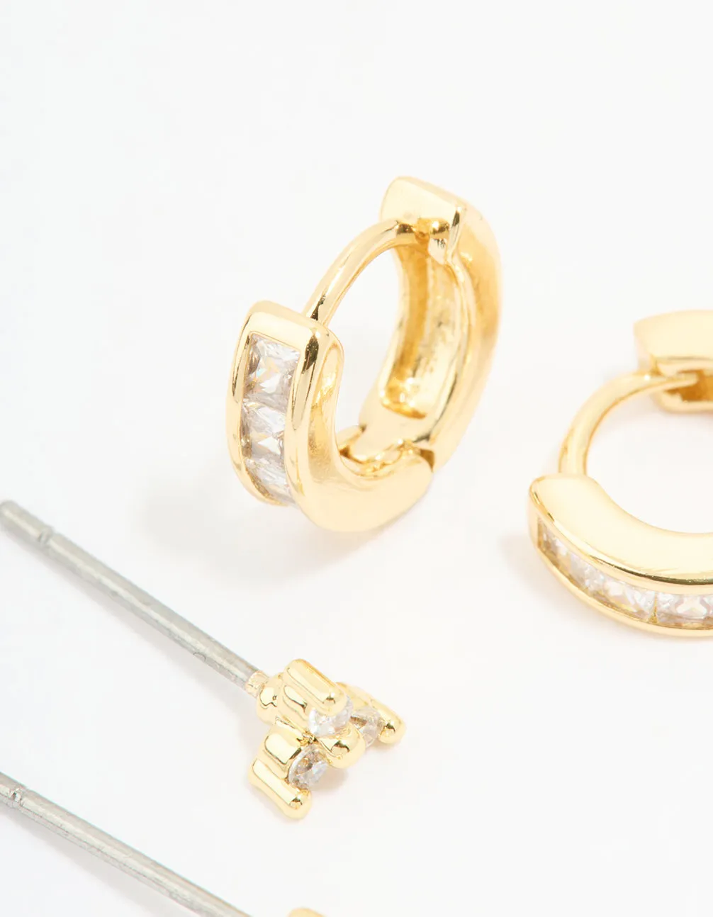 Gold Plated Cubic Zirconia Stud & Huggie Earrings 2-Pack sold by lovisa product image thumbnail 3