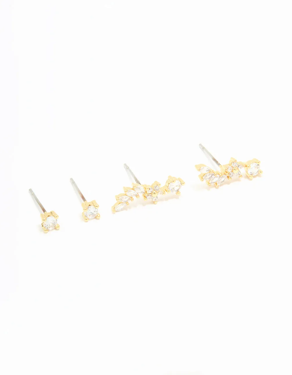 Gold Plated Cubic Zirconia Floral Crawler Stud Earrings 2-Pack sold by lovisa
