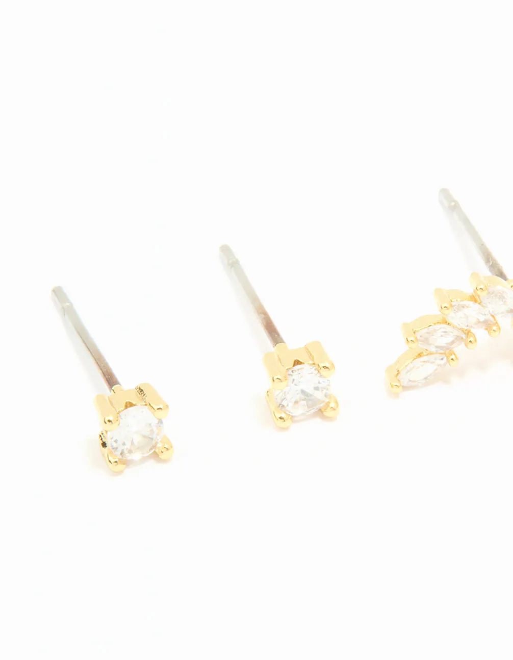 Gold Plated Cubic Zirconia Floral Crawler Stud Earrings 2-Pack sold by lovisa product image thumbnail 4