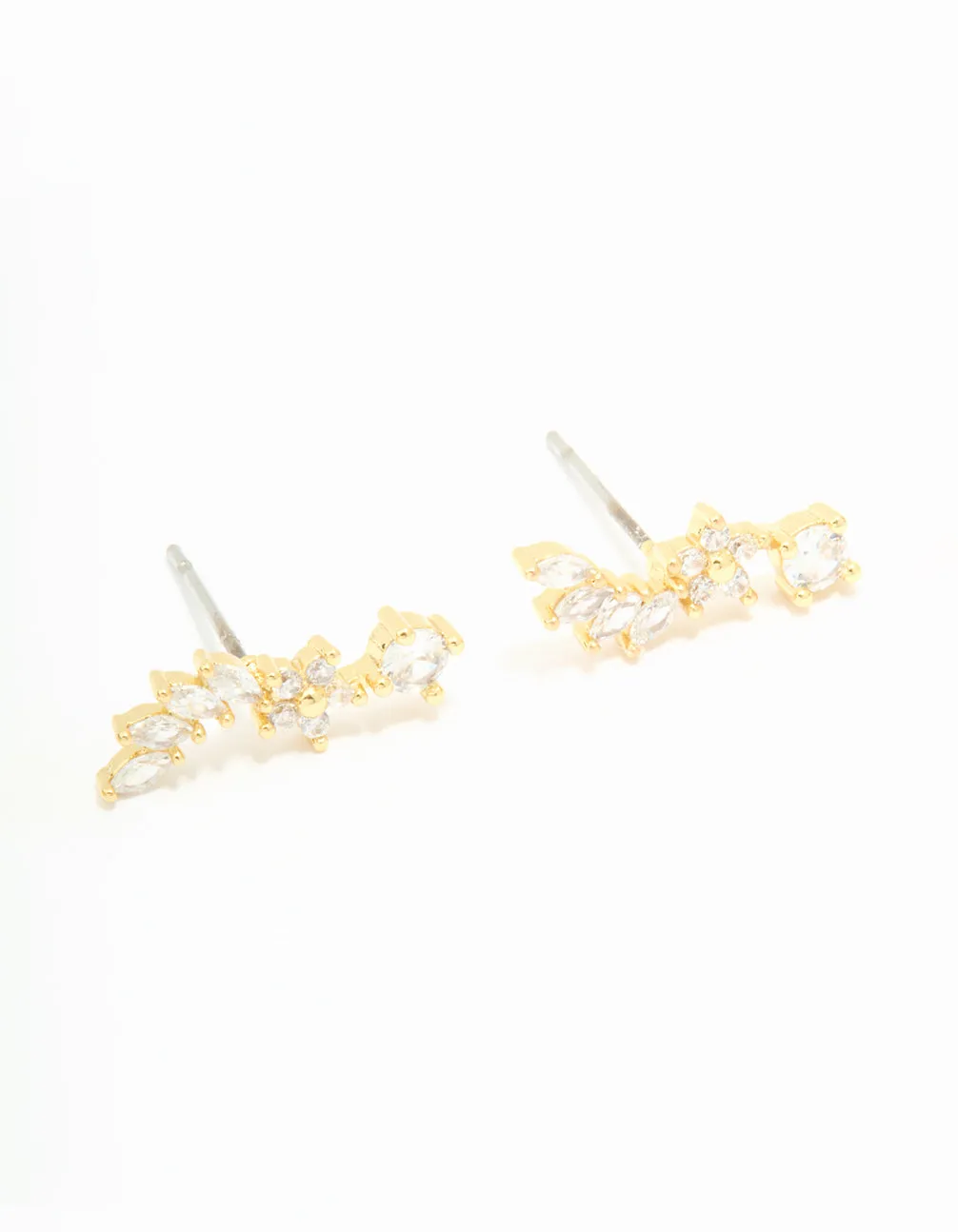 Gold Plated Cubic Zirconia Floral Crawler Stud Earrings 2-Pack sold by lovisa product image thumbnail 5