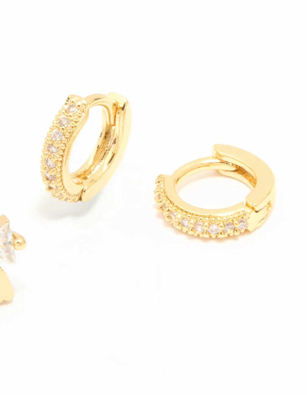 Gold Plated Cubic Zirconia Bow Studs & Hoop Earrings Pack sold by lovisa product image thumbnail 5