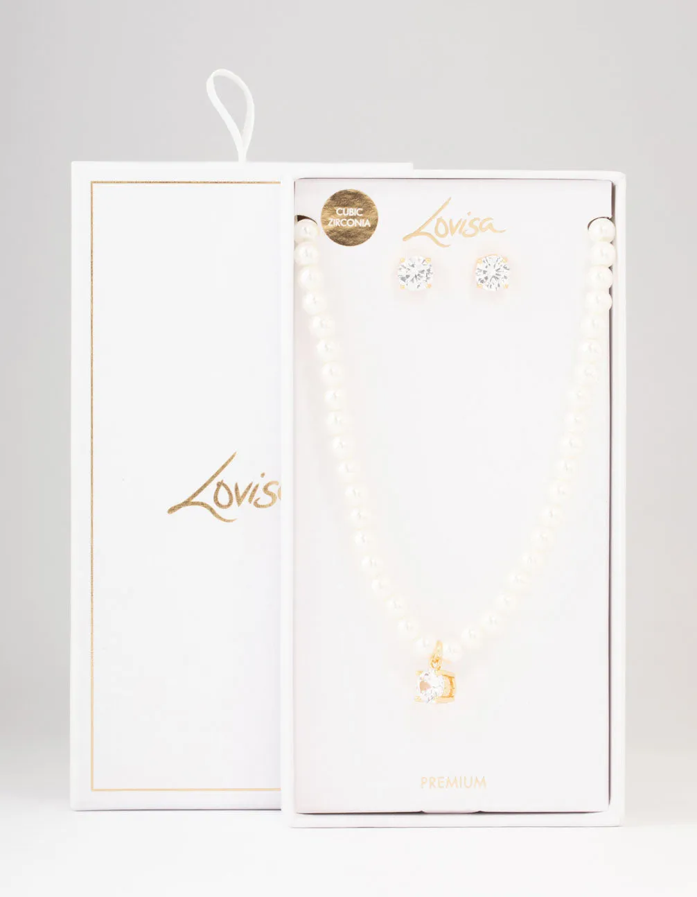 Gold Plated Pearl & Cubic Zirconia Necklace & Earring Set sold by lovisa product image thumbnail 3