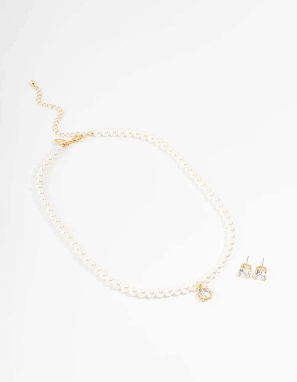 Gold Plated Pearl & Cubic Zirconia Necklace & Earring Set sold by lovisa product image thumbnail 2