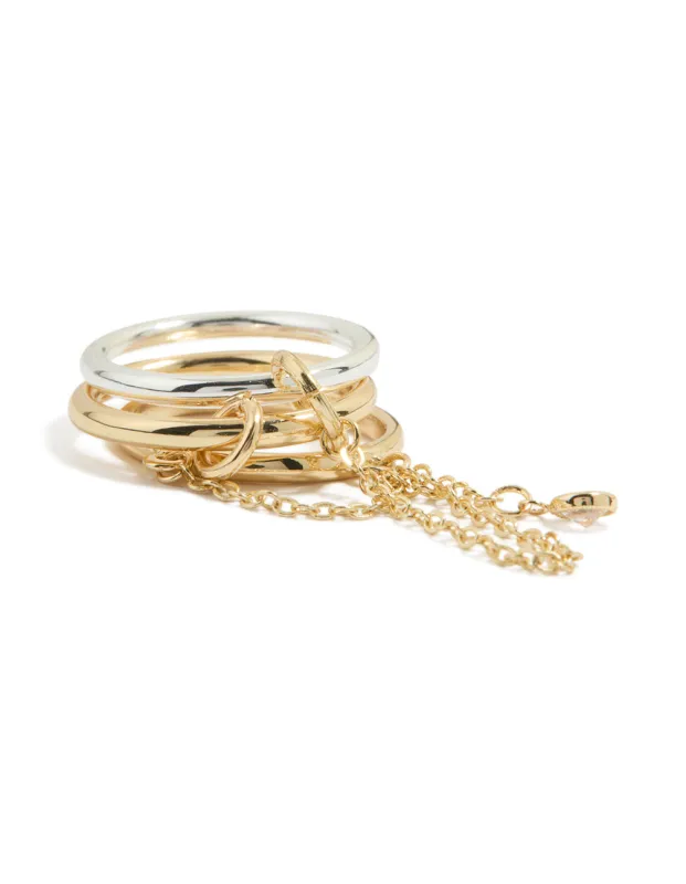 Mixed Metal Cubic Zirconia Chain Ring sold by lovisa