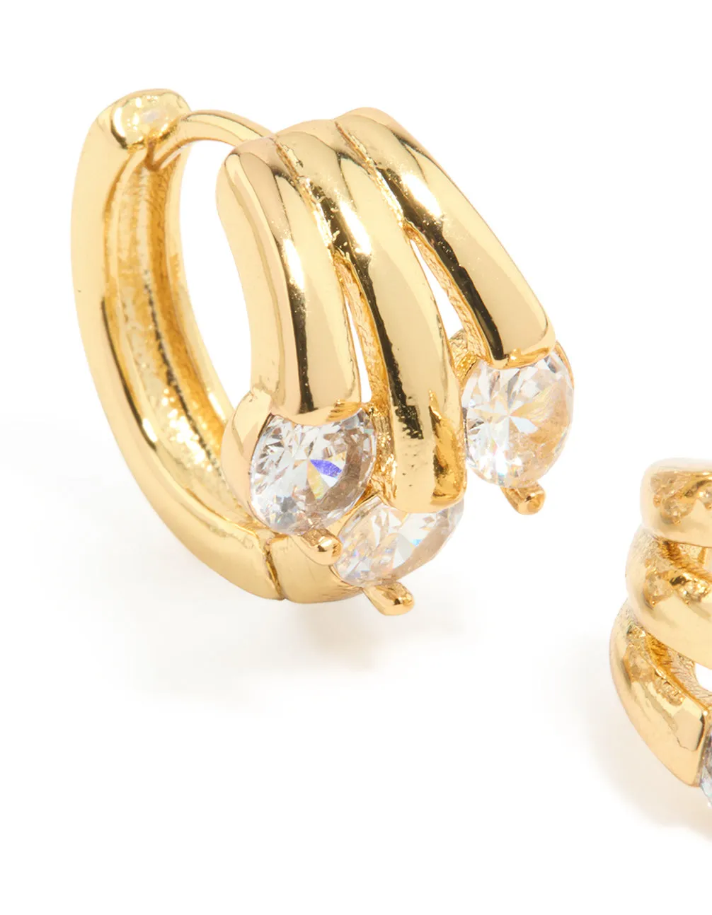 Gold Plated Cubic Zirconia Trio Graduating Huggie Earrings sold by lovisa product image thumbnail 2