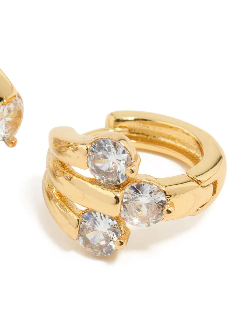 Gold Plated Cubic Zirconia Trio Graduating Huggie Earrings sold by lovisa product image thumbnail 3