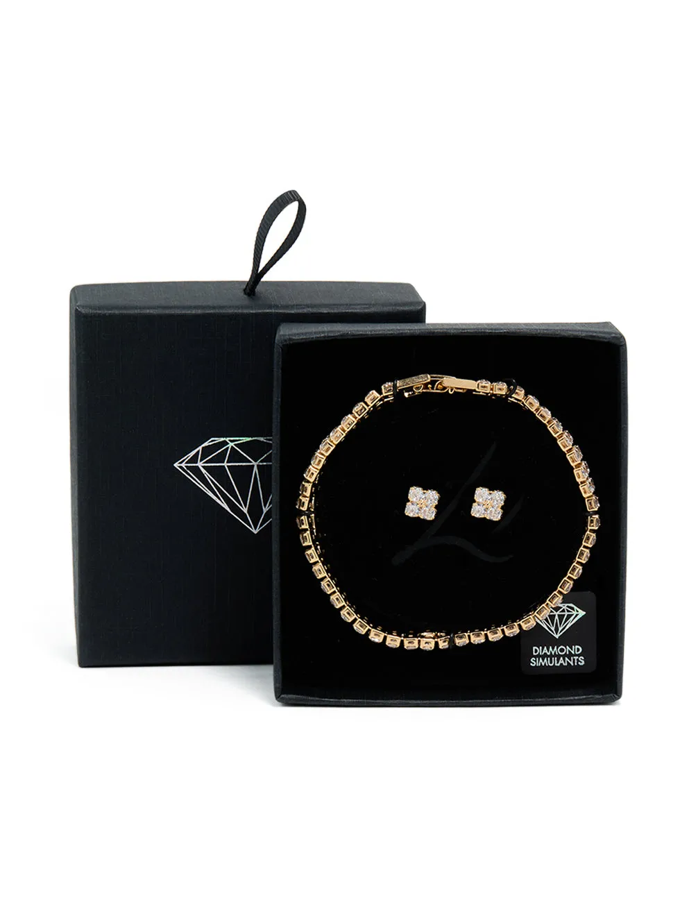 Gold Cubic Zirconia Tennis Bracelet & Earrings Set sold by lovisa product image thumbnail 3