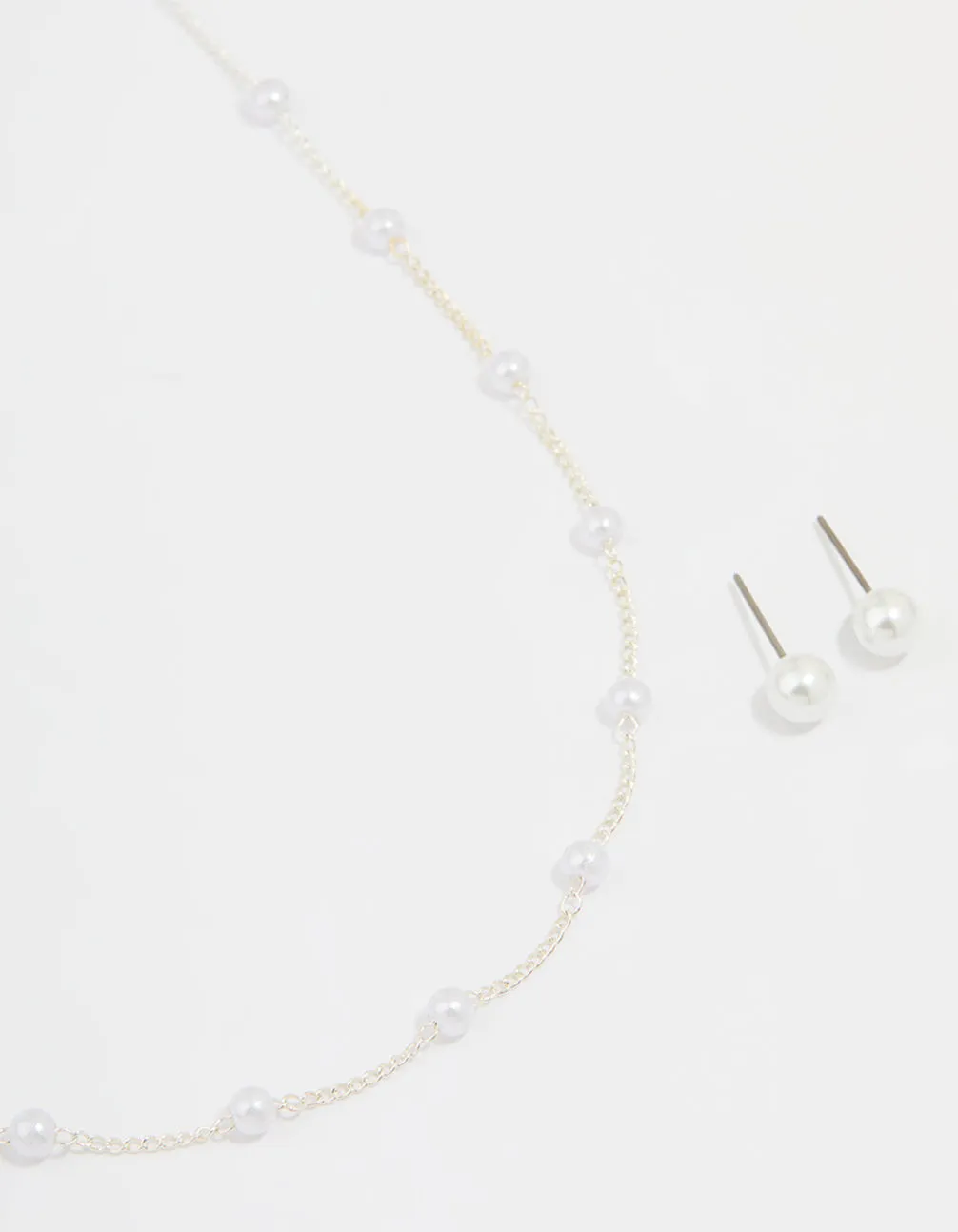 Silver Pearl Necklace & Earrings Set sold by lovisa