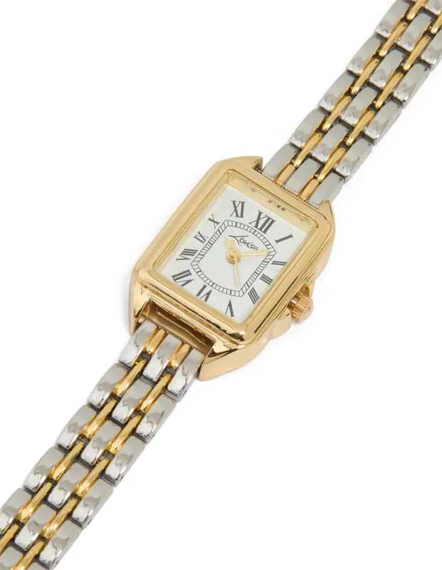 Mixed Metal Rectangle Roman Numerals Watch sold by lovisa