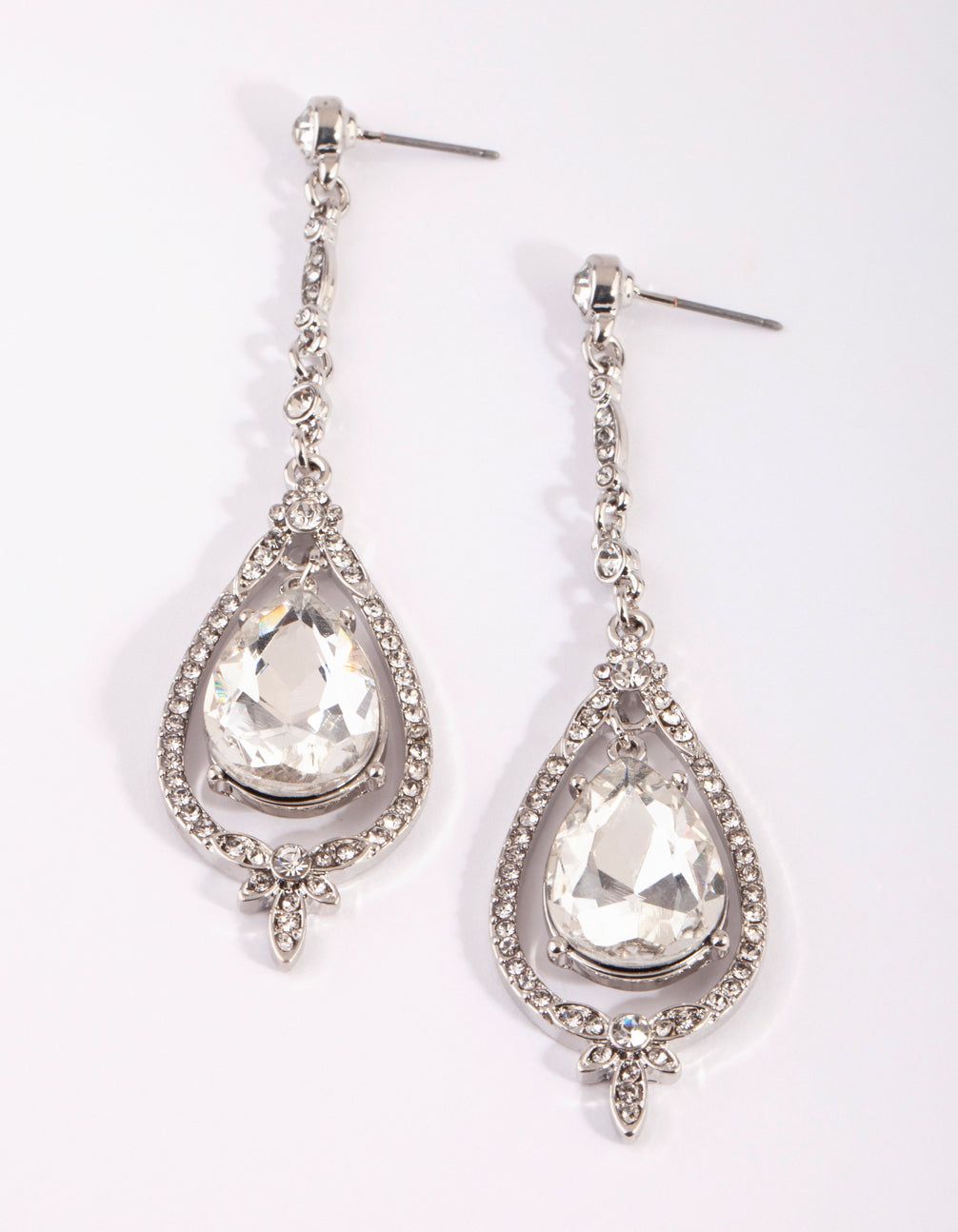 Rhodium Cup Out Teardrop Earrings sold by lovisa