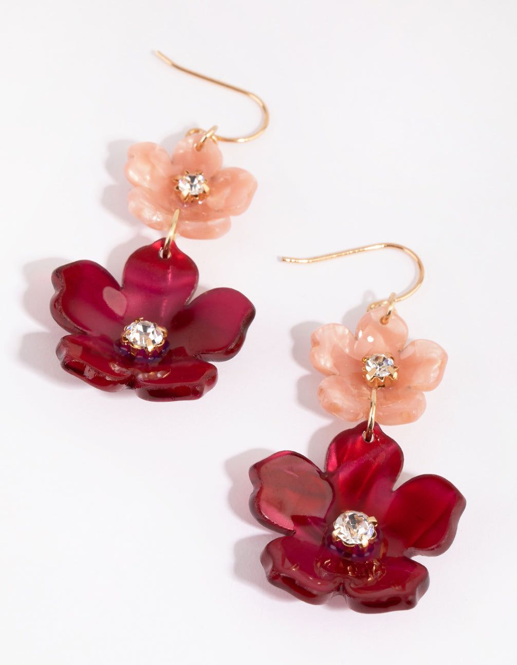 Gold Double Flower Drop Earrings sold by lovisa