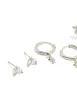 Waterproof Stainless Steel Cubic Zirconia & Baguette Flower Huggie Earrings 4-Pack sold by lovisa