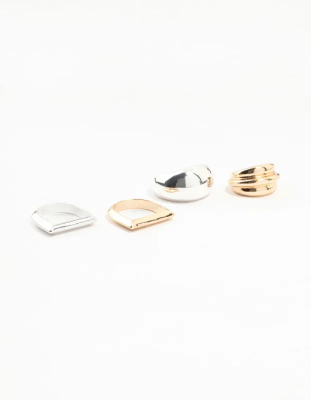 Mixed Metals Gold & Silver Smooth Rings Pack sold by lovisa