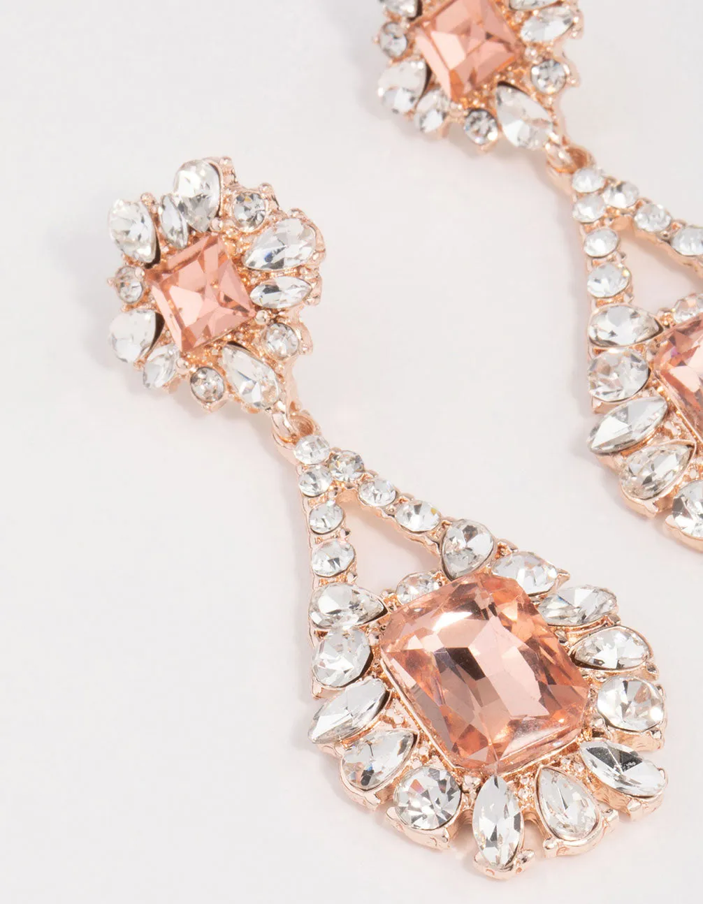 Rose Gold Antique Pink Stone Drop Earrings sold by lovisa product image thumbnail 2