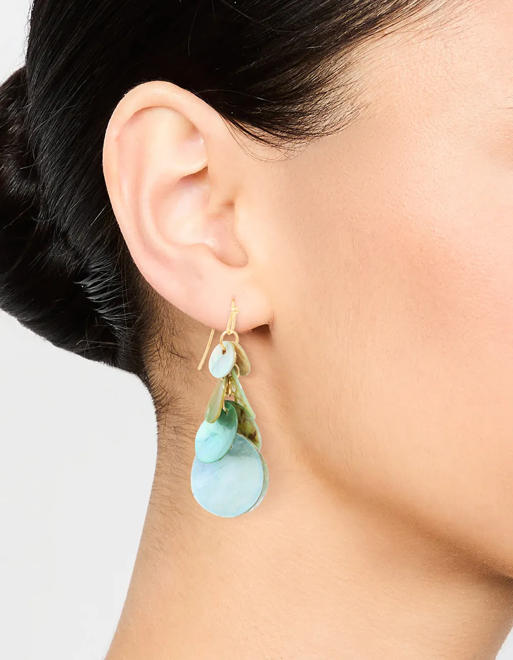 Blue Genuine Shell Layered Disc Drop Earrings sold by lovisa product image thumbnail 2