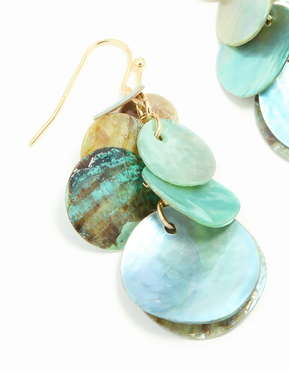 Blue Genuine Shell Layered Disc Drop Earrings sold by lovisa product image thumbnail 4