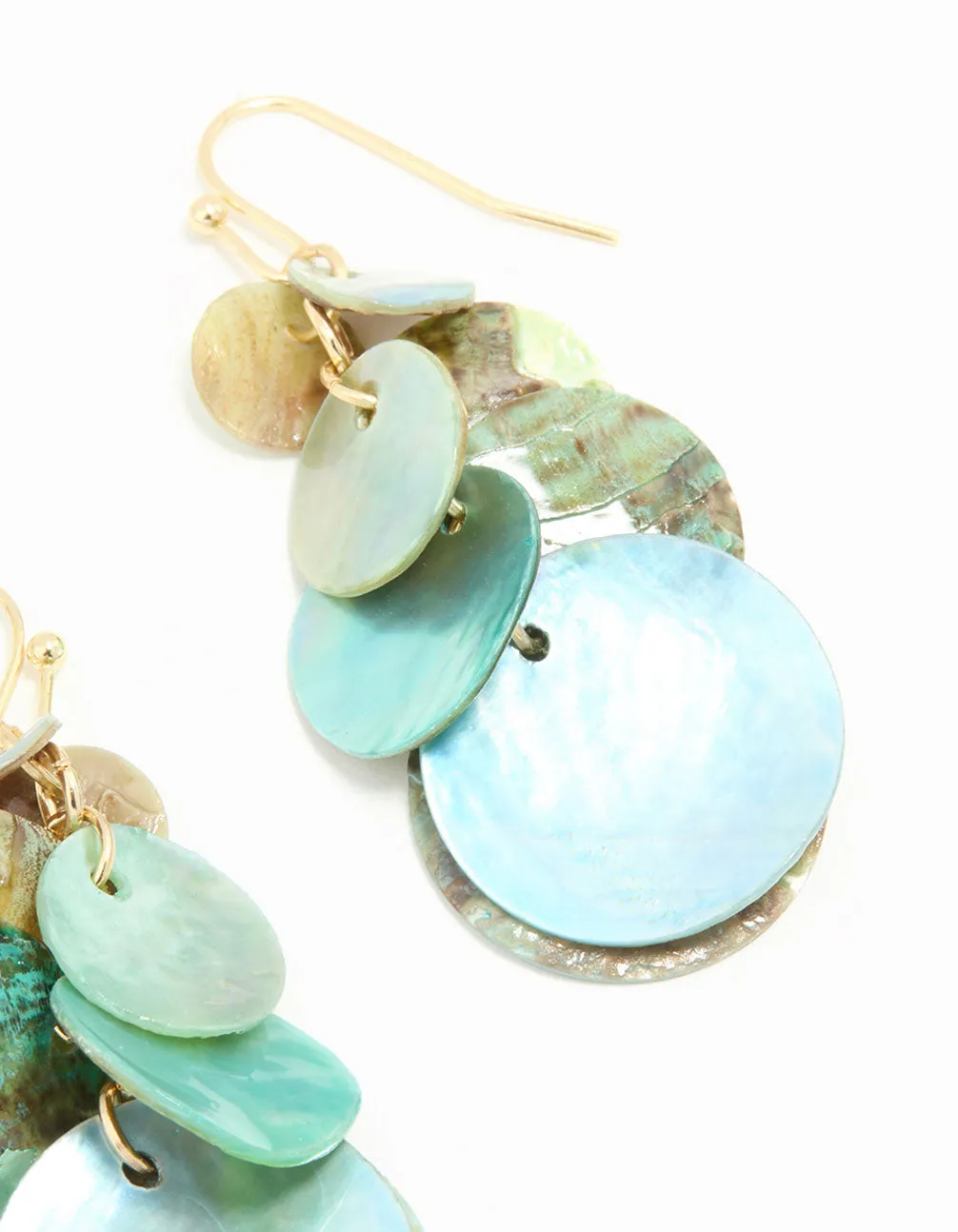 Blue Genuine Shell Layered Disc Drop Earrings sold by lovisa product image thumbnail 5