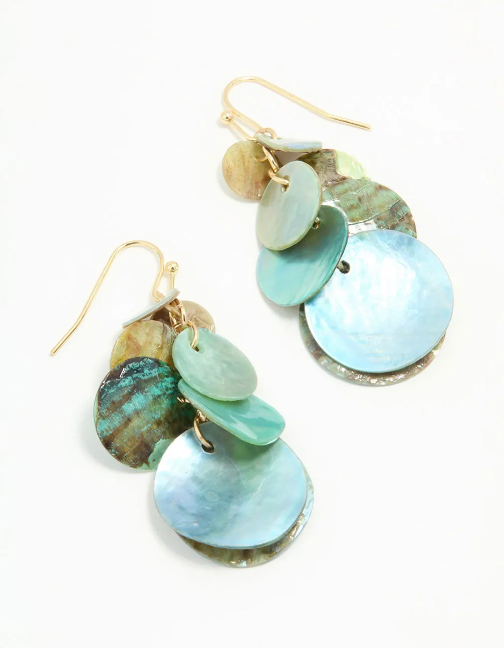 Blue Genuine Shell Layered Disc Drop Earrings sold by lovisa