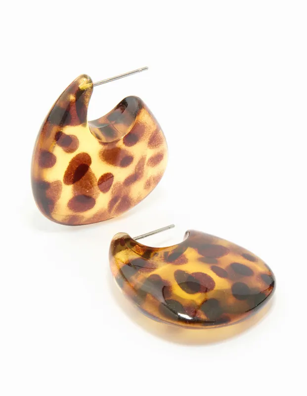 Leopard Print Acrylic Thick Bubble Hoop Earrings sold by lovisa