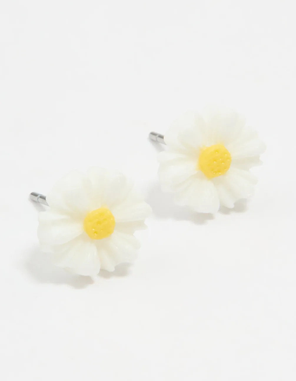 White & Yellow Acrylic Frangipani Stud Earrings sold by lovisa